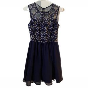 BLUE SEQUIN MINI DRESS